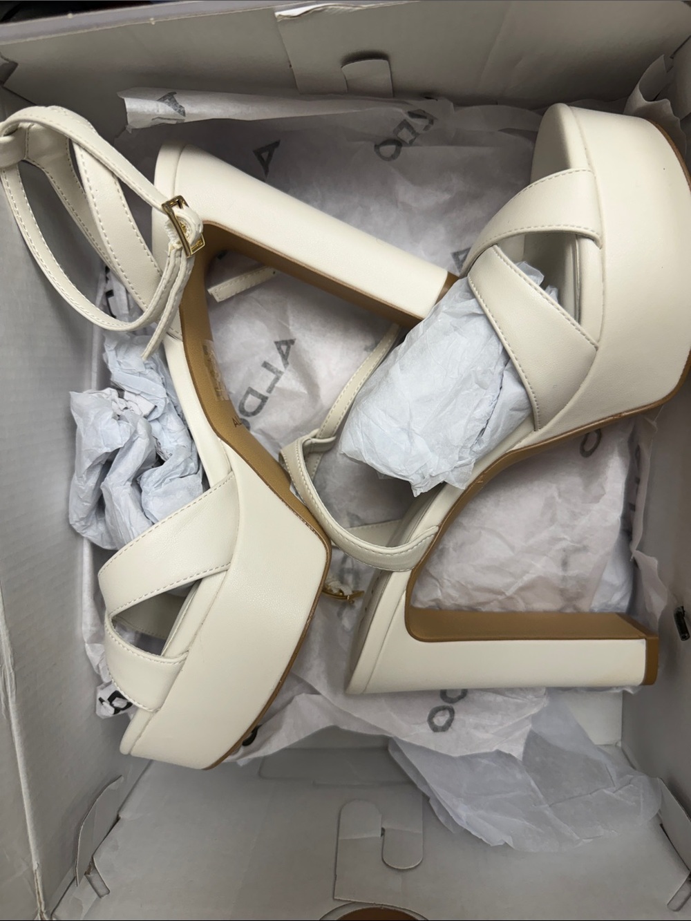 Aldo White Platform Block Heel Sandals